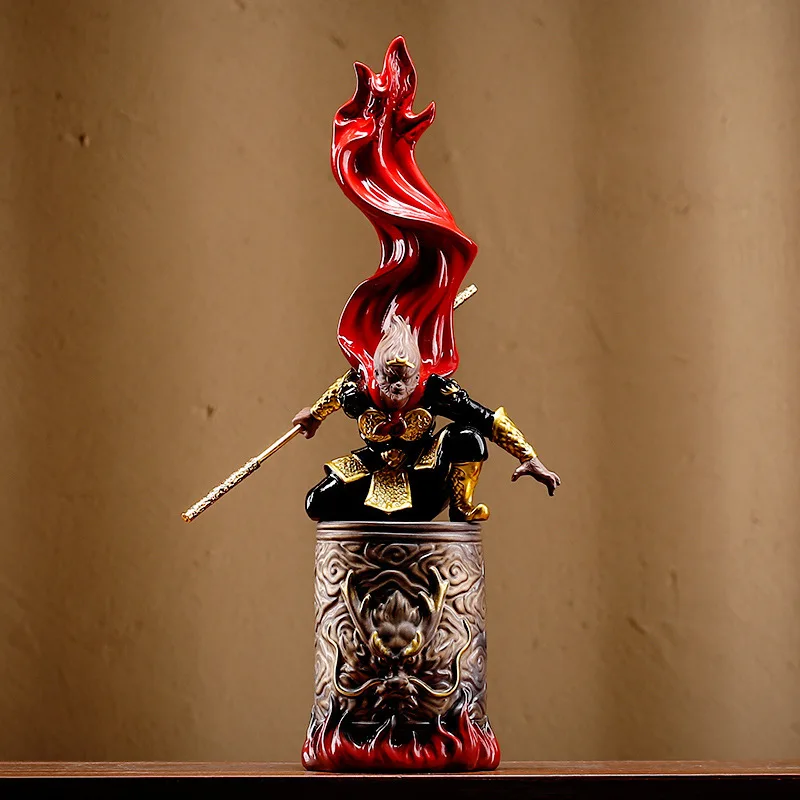 Ornamento artigianale Qitian Dasheng, decorazione desktop in ceramica per ufficio domestico