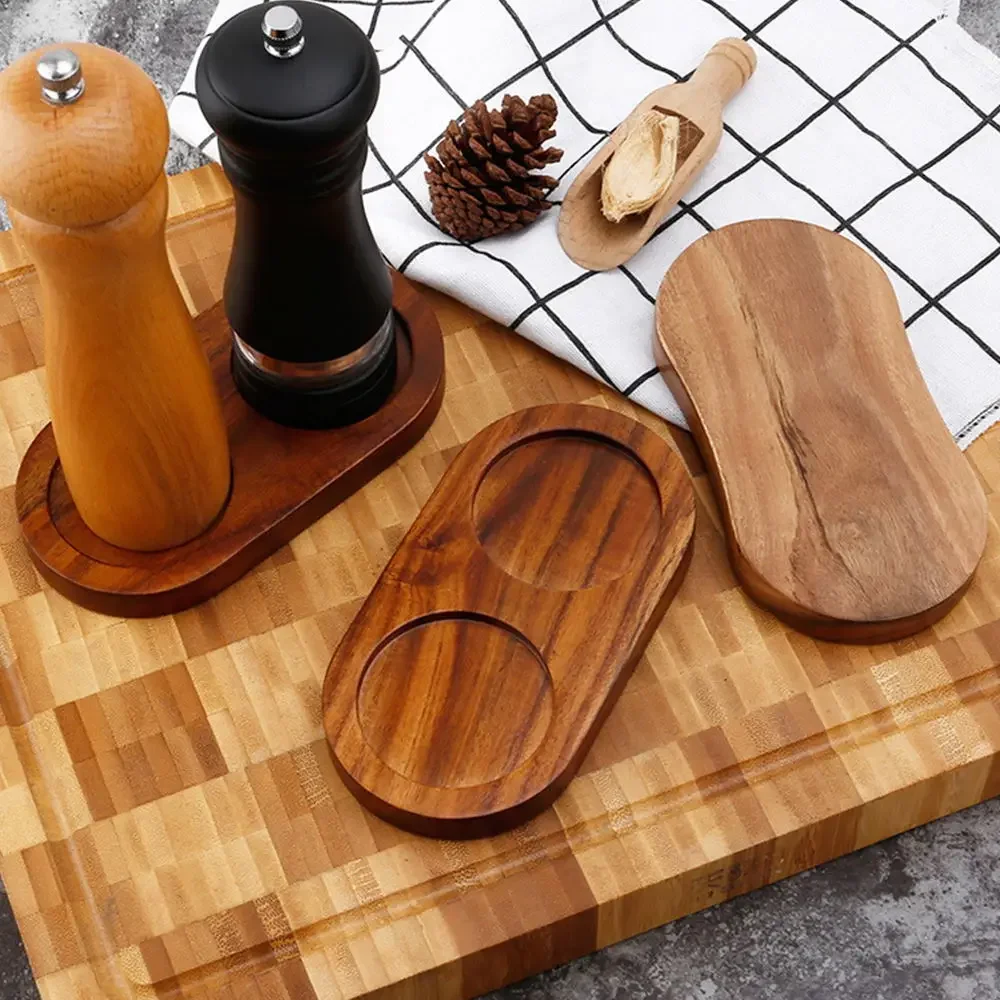 Bamboo Salt Pepper Mill Tray, Salt Shaker Stand Tray, Tea Tray, Wood Kitchen Storage Holder, Home Decoration Crafts