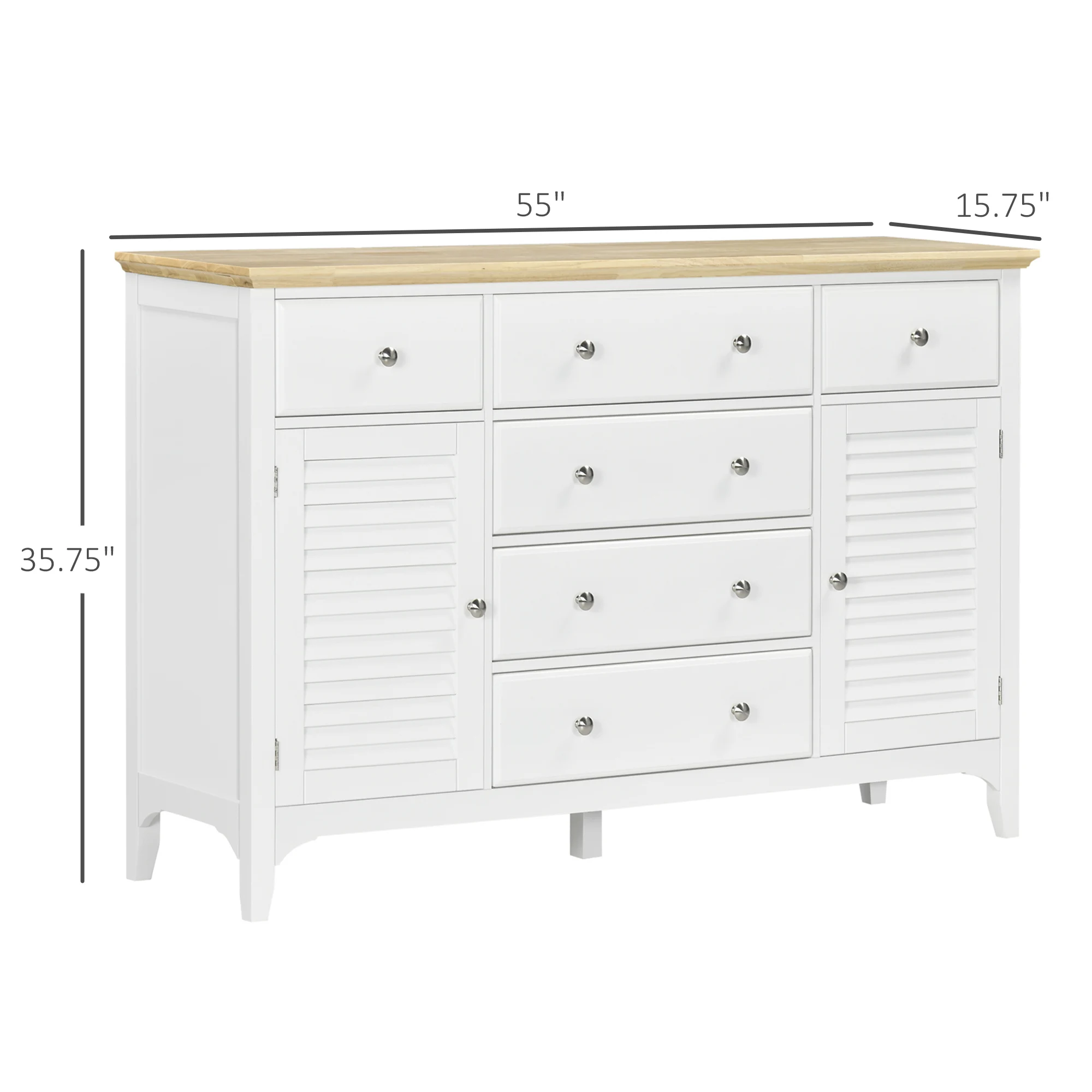 White Rubber Wood Buffet Cabinet 3