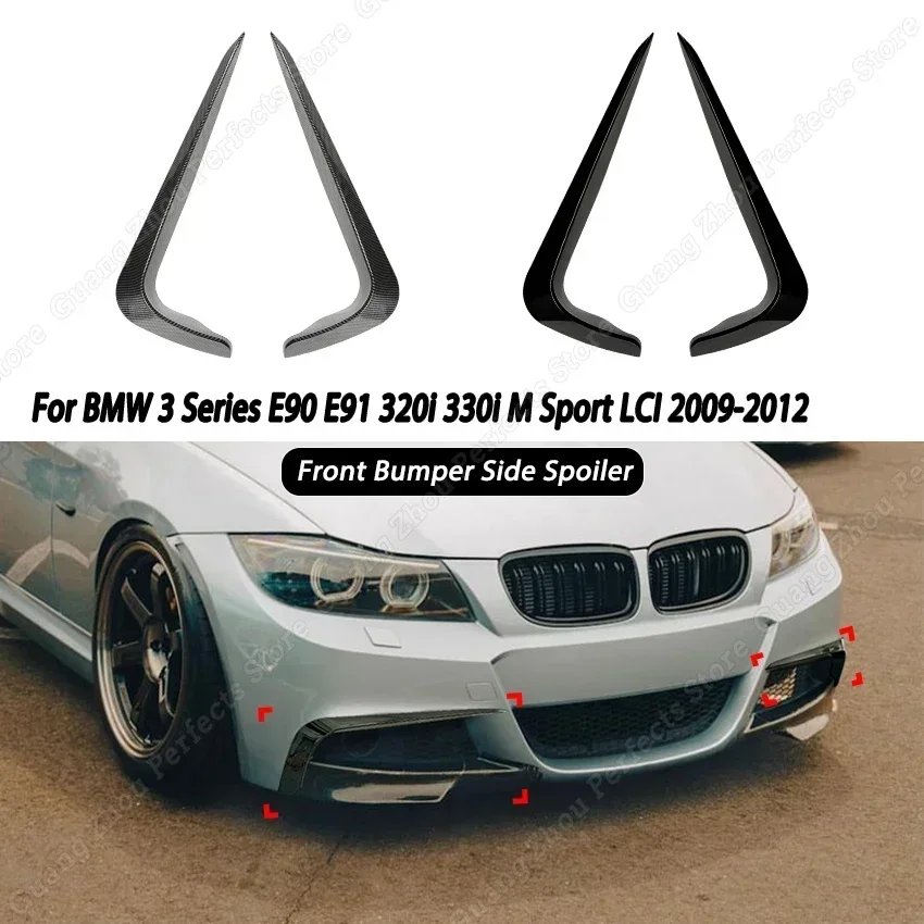 Car Front Bumper fog light Frame Splitter Side Spoiler Air Vent Trim for BMW 3 Series E90 E91 320i 330i M Sport LCI 2009-2012