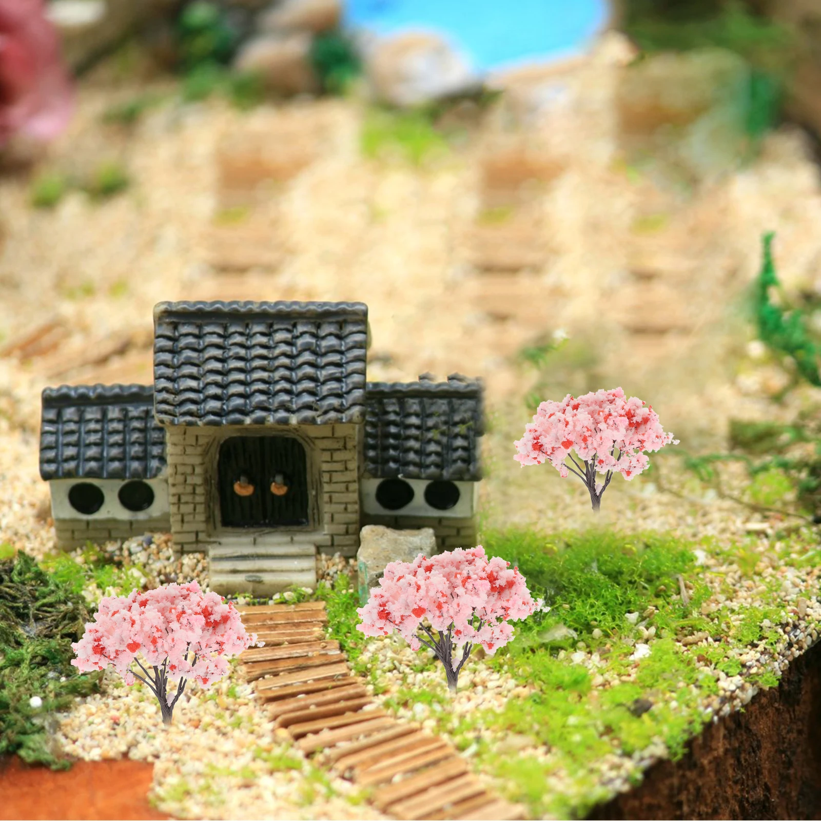 

10Pcs Miniature Cherry Blossom Trees Artificial Bonsai for Micro Landscape DIY Crafts Decorative Garden Scenery