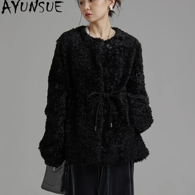 AYUNSUE Natuurlijke Schapenvacht Bontjas Vrouwen Echt Echt Leren Jas Winterjassen 2025, Luxe Kleding Vrouwelijke omegaба Ж Espero