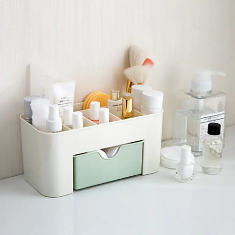 Makeup Organizer Storage Box with Drawer Cotton Swab Stick Storage Case Lipstick Organizer Brush Holder Makeup Acrylic Plastic