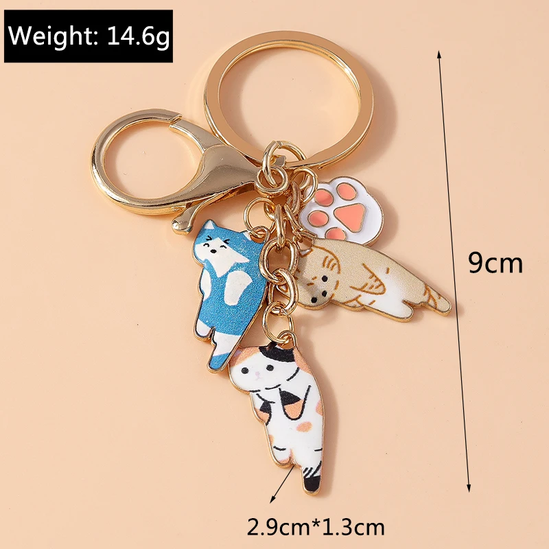 Niedlicher Emaille-Katzen-Schlüsselanhänger, Cartoon-Tier-Schlüsselanhänger, Anhänger für Frauen und Mädchen, Handtasche, Dekor, DIY, handgefertigter Schmuck, Geschenkzubehör – Detail 1