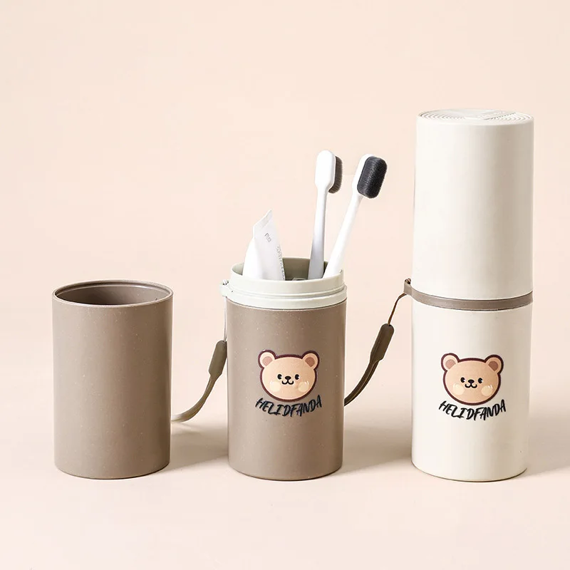 Portable Travel Toothbrush Gargle Cup Creative Cartoon Bear Brush Cup Couple Gargle Cup Family Set Household Bathroom Supplies