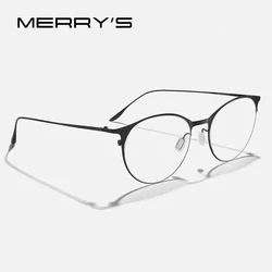 MERRYS DESIGN Pure Titanium Cat Eye Glasses Frame Retro Oval Prescription Eyeglasses For Men Women Optical Eyewear S2184
