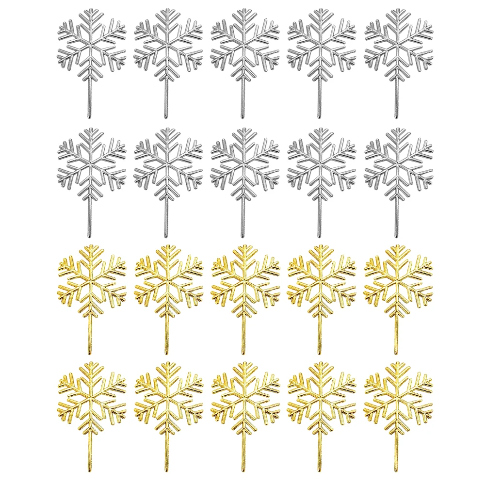 

40Pcs Snowflake Cake Decorative Picks Large Chic Christmas Cake Decoration Party Dessert Cupcake Toppers Dessert Picks