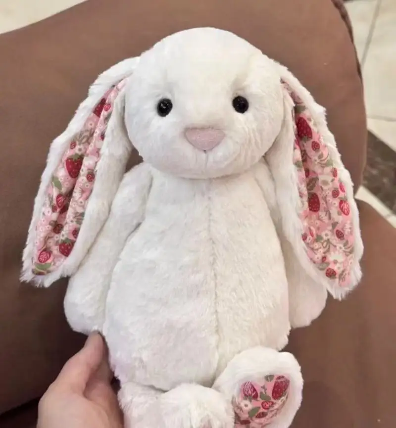 Nueva gelatina 30cm Pascua púrpura Bonnie conejo Floral Rosa fresa oreja conejo gris juguete de peluche gato y perro juguete interactivo regalo para mascotas