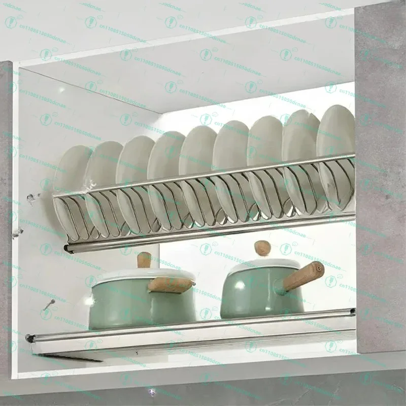 

Встраиваемая двойная полка-сушилка для посуды из нержавеющей стали 201 для кухонного шкафа, с функцией слива, для домашнего использования