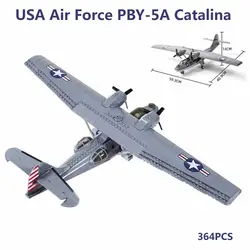 Military USA Air Force PBY-5A Catalina Seaplane Airplane Model Fighter Glider Aircraft Model Assembling War Building Blocks Toys