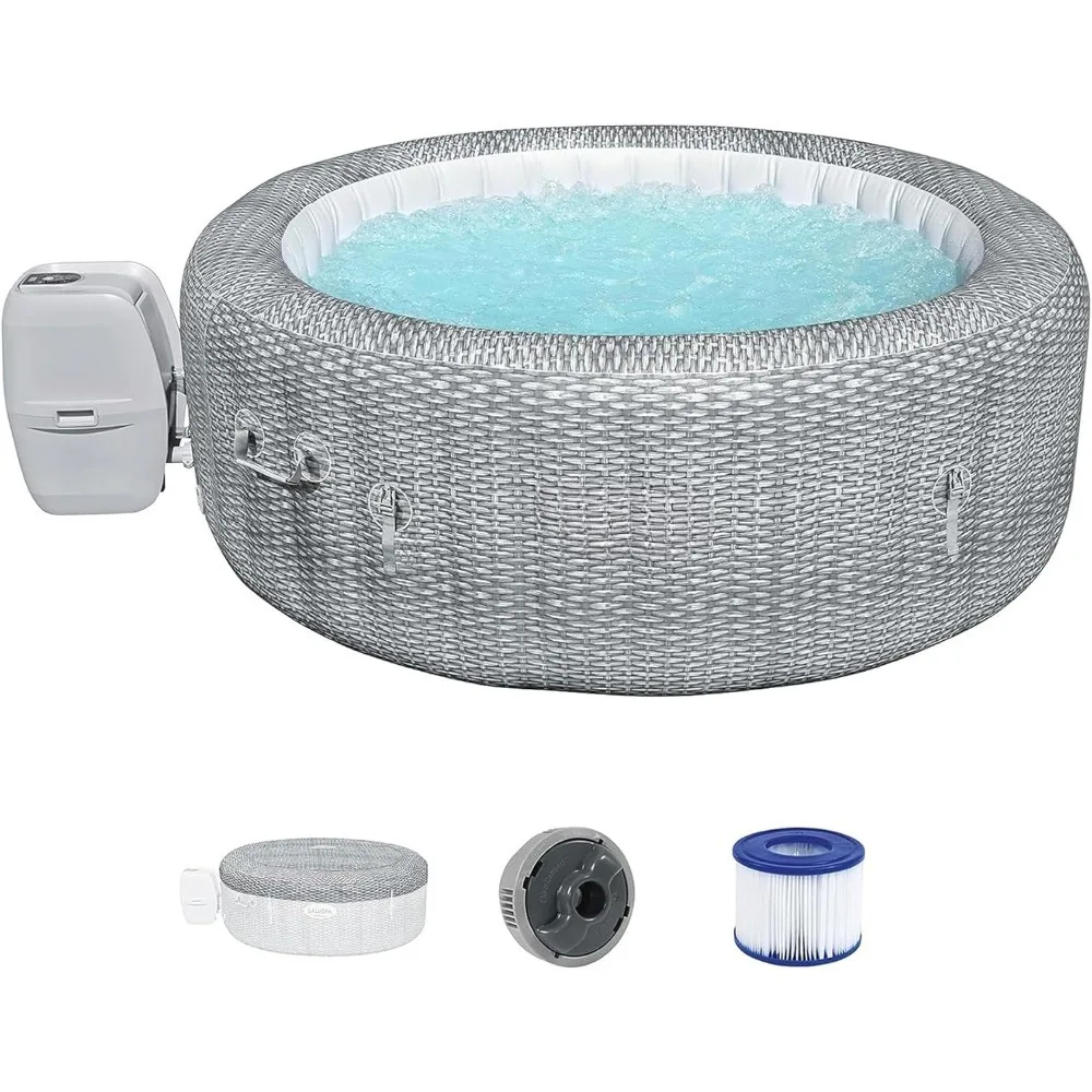 

Portable Outdoor Spa Pool, Inflatable Hot Water Bathtub for 2 to 6 People, 77x28 in Circular, 140 Soothing Nozzle and Lid