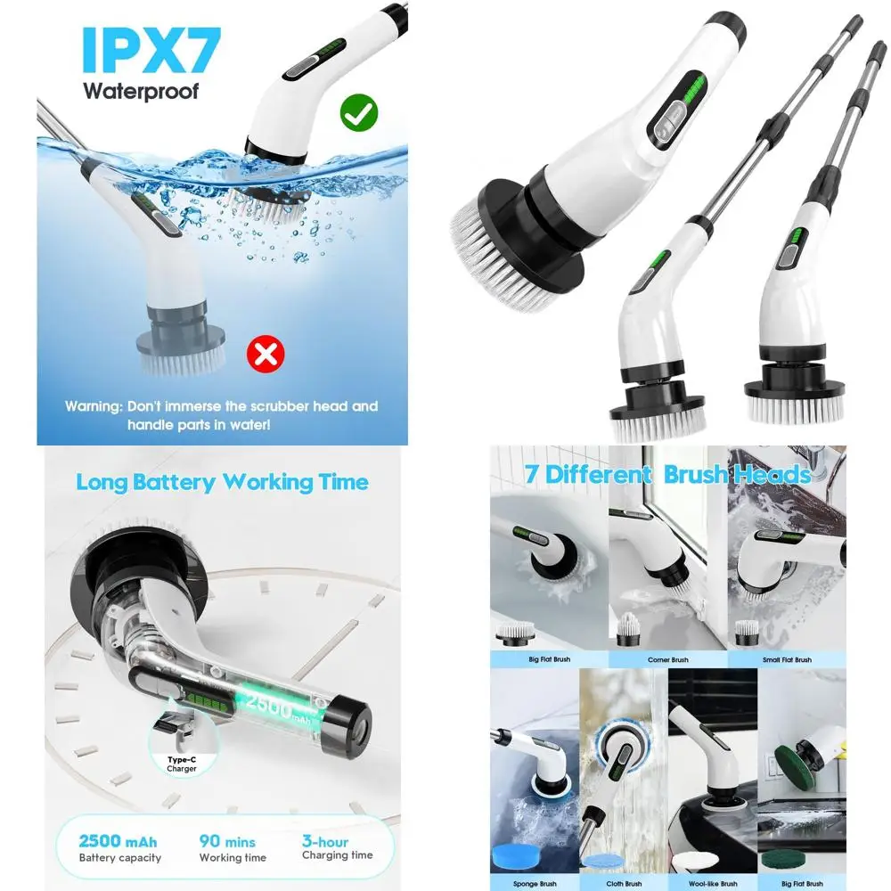 

Беспроводной очиститель для плитки в душе: аккумуляторный скруббер для плитки и ванн в ванной комнате