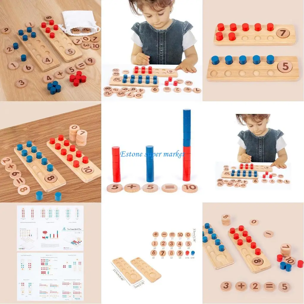 

090B Math Addition Subtraction Learning Toy Wooden Board Kids Game Puzzle