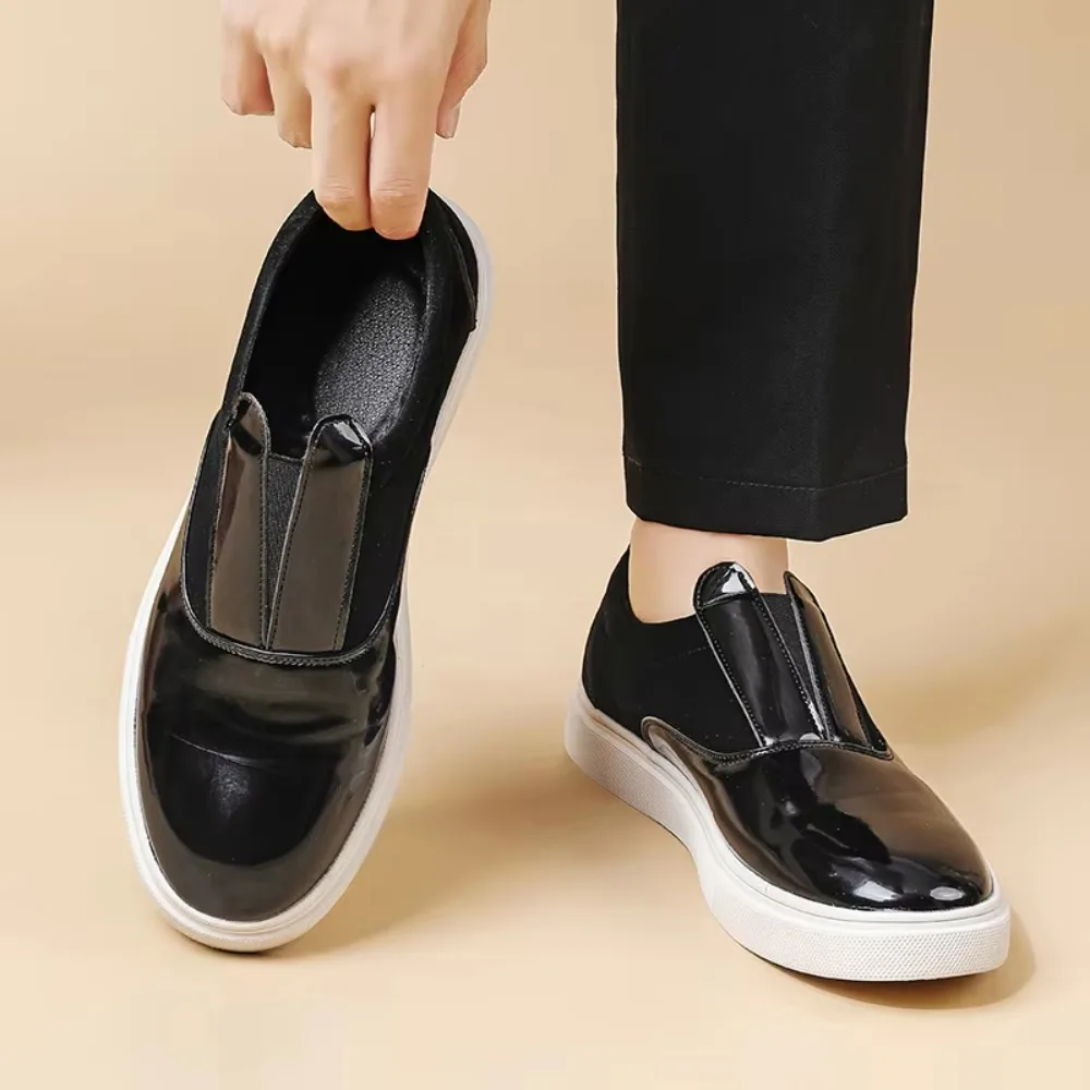 Fashionable Large Size Men's Loafers round Toe Rubber Outsole PU Leather Upgraded Version Spring Autumn New Style Korean Trend