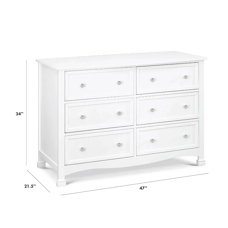 Kalani 6-Drawer Double Wide Dresser in White