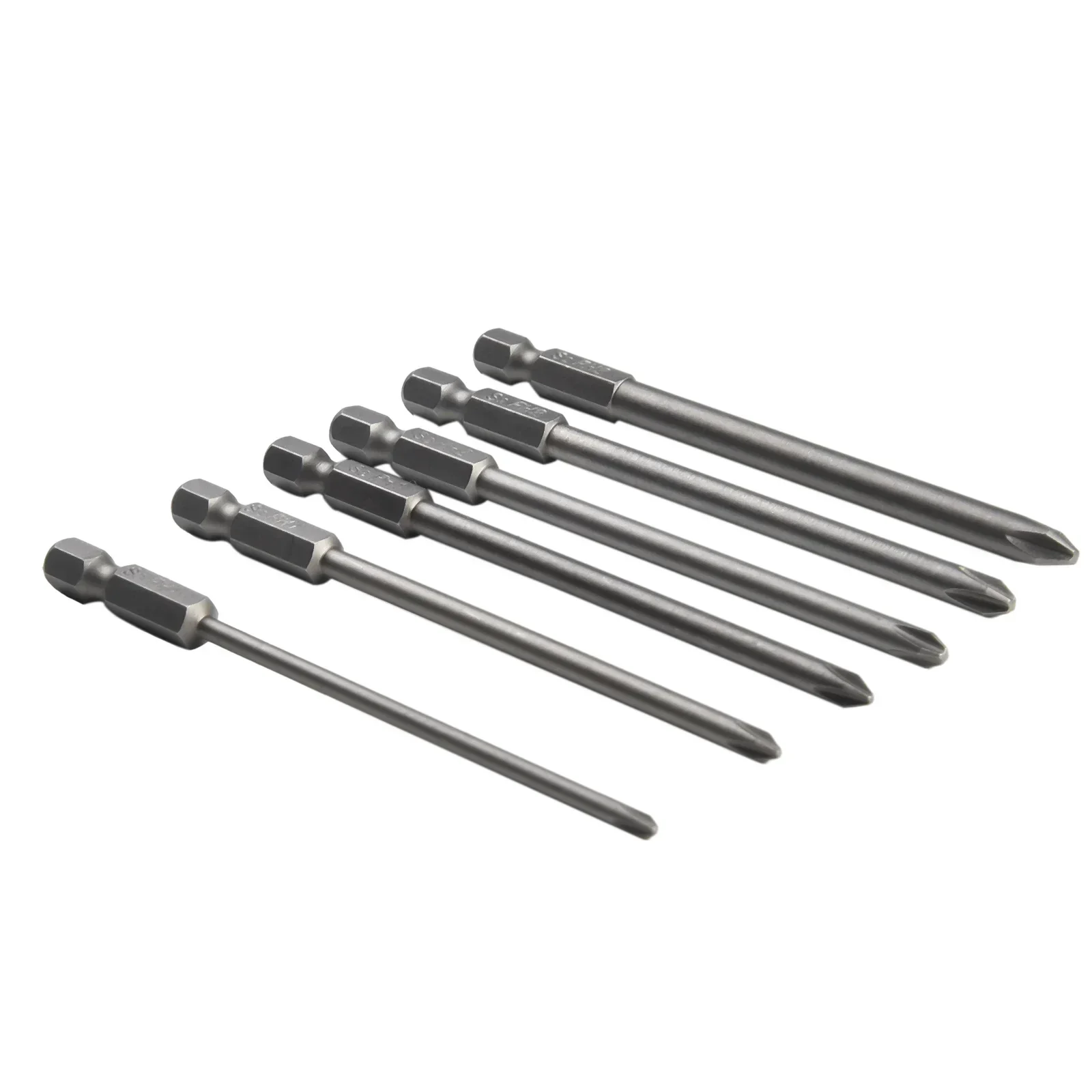 6 pçs conjunto 1/4 haste 100mm de aço longo magnético hex cruz cabeça chave de fenda bit para parafusos domésticos grandes eletrodomésticos