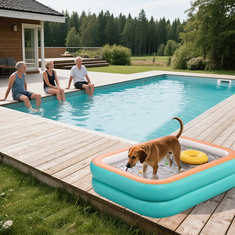 1 ชิ้นสัตว์เลี้ยงสุนัขพองสระว่ายน้ําหนาสองชั้นครอบครัวสระว่ายน้ําเหมาะสําหรับสวนฤดูร้อนน้ําพรรคกลางแจ้ง