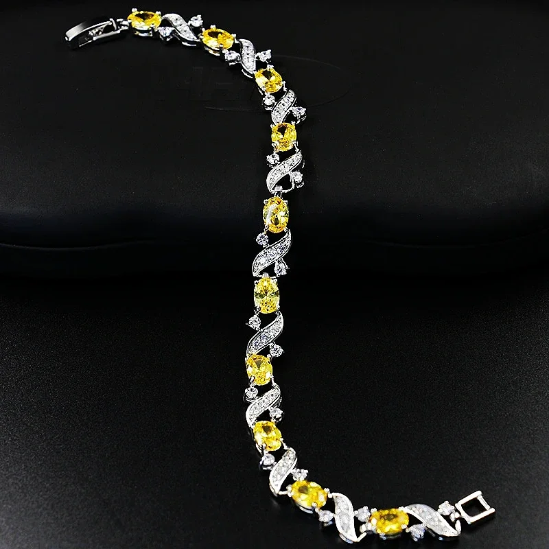 Elegant Delicate Green Crystal Leaf Chain Bracelet Girls Fashion Party Jewelry Gift Tennis Bracelet Bridal Wedding Accessories