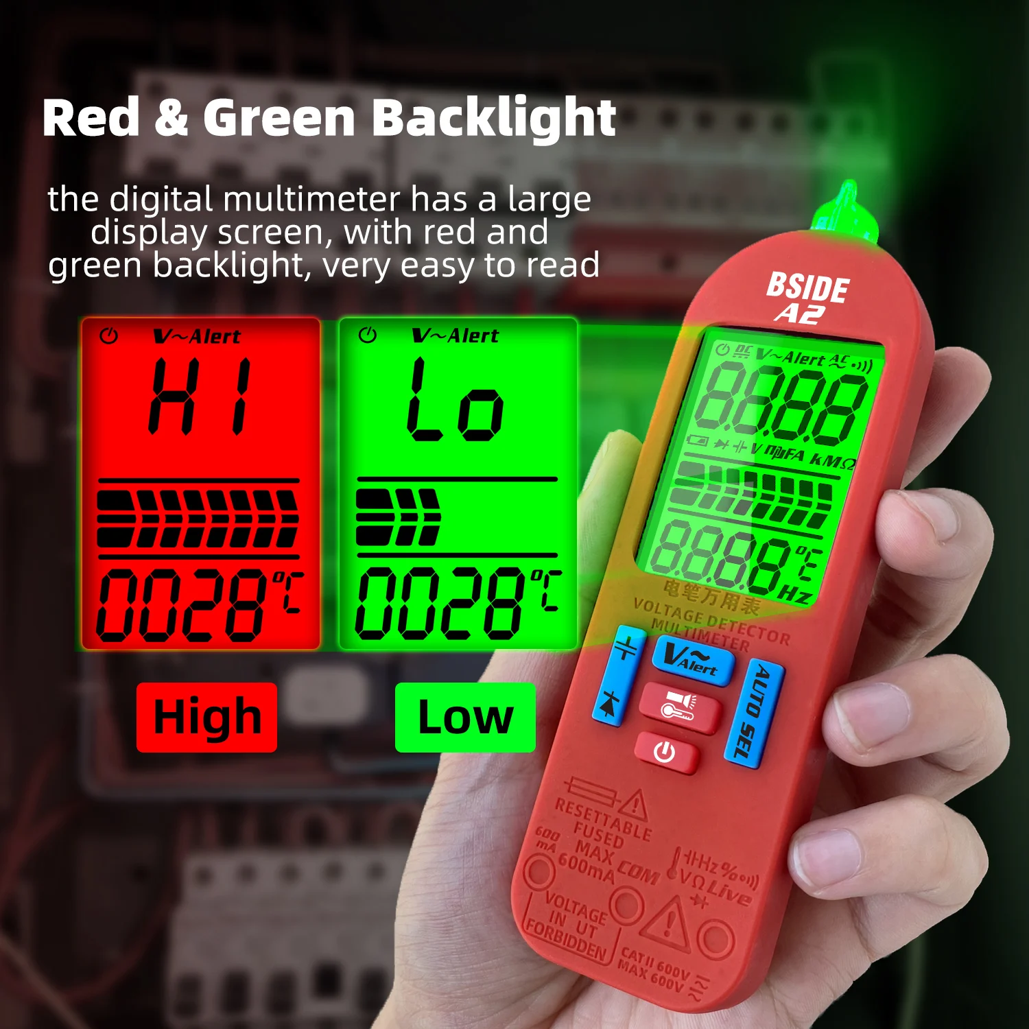 BSIDE Smart Digital Multimeter Rechargeable Professional Automatic Voltage Tester Handheld VFC AC DC Diode Capacitor Resistance