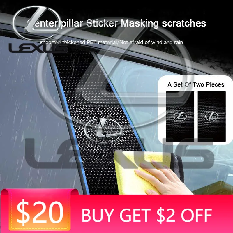

Emblems 2Pcs Car B-pillar Stickers Auto Center Column Decoration Decal For Lexus F SPORT Plug-in Hybrid ES UX 300e LBX NX RX 350