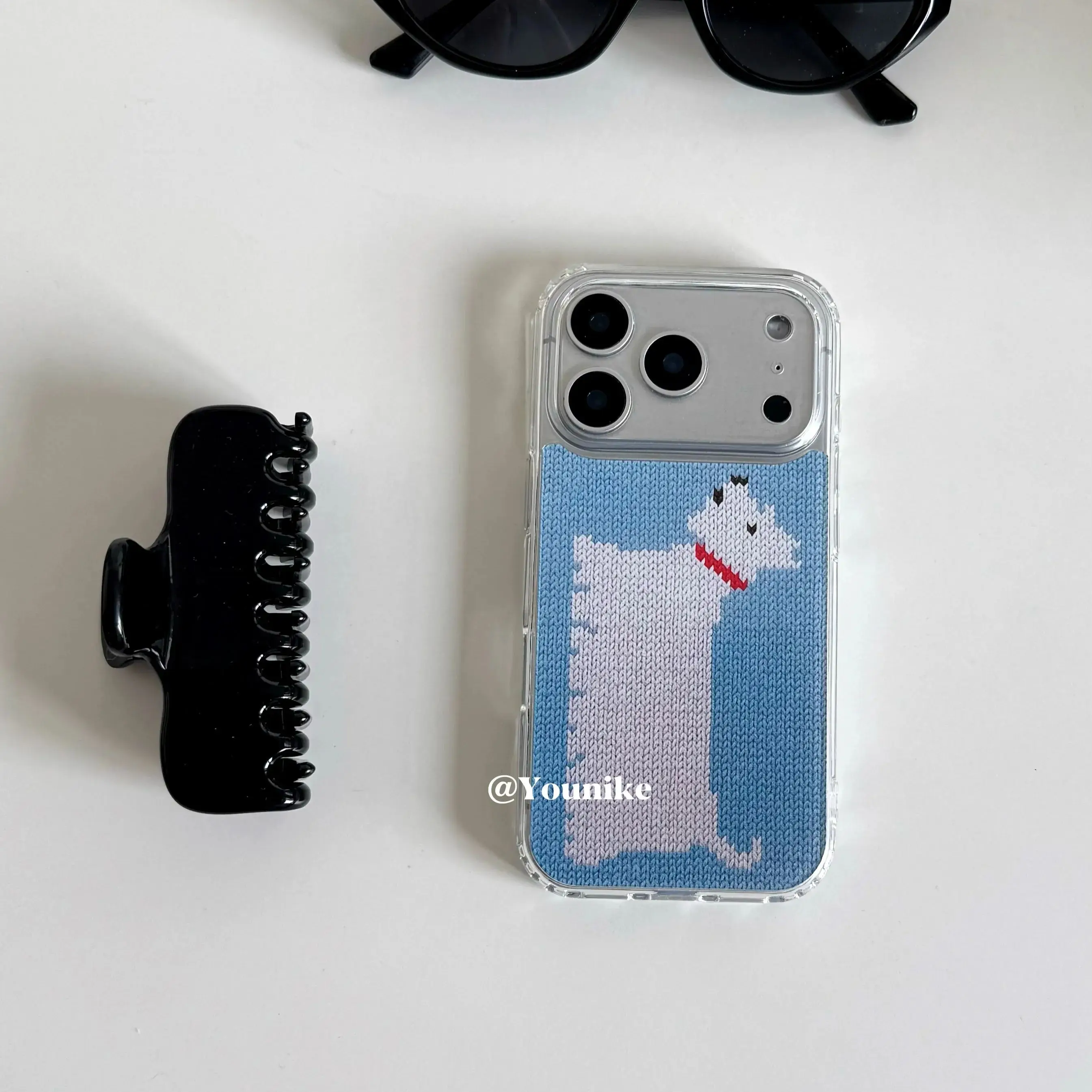 Korean Ins Knitted Printed Western Highland Dog Cute Phone Case For iPhone 17 16 15 14 13 12 11 Pro Max 7 8 Plus MINI Y2K Cover