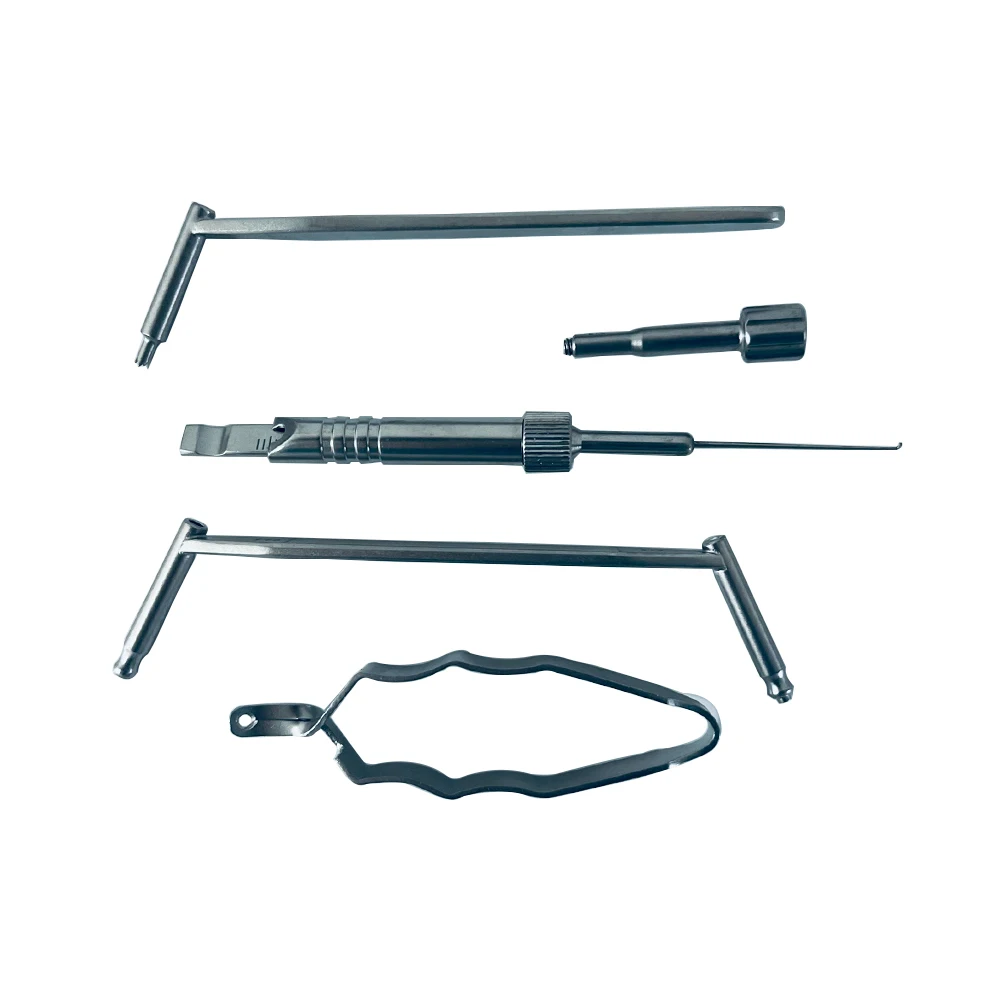 Reusable veterinary instruments set up  surgical equipment with syringes and forceps for dog pet care