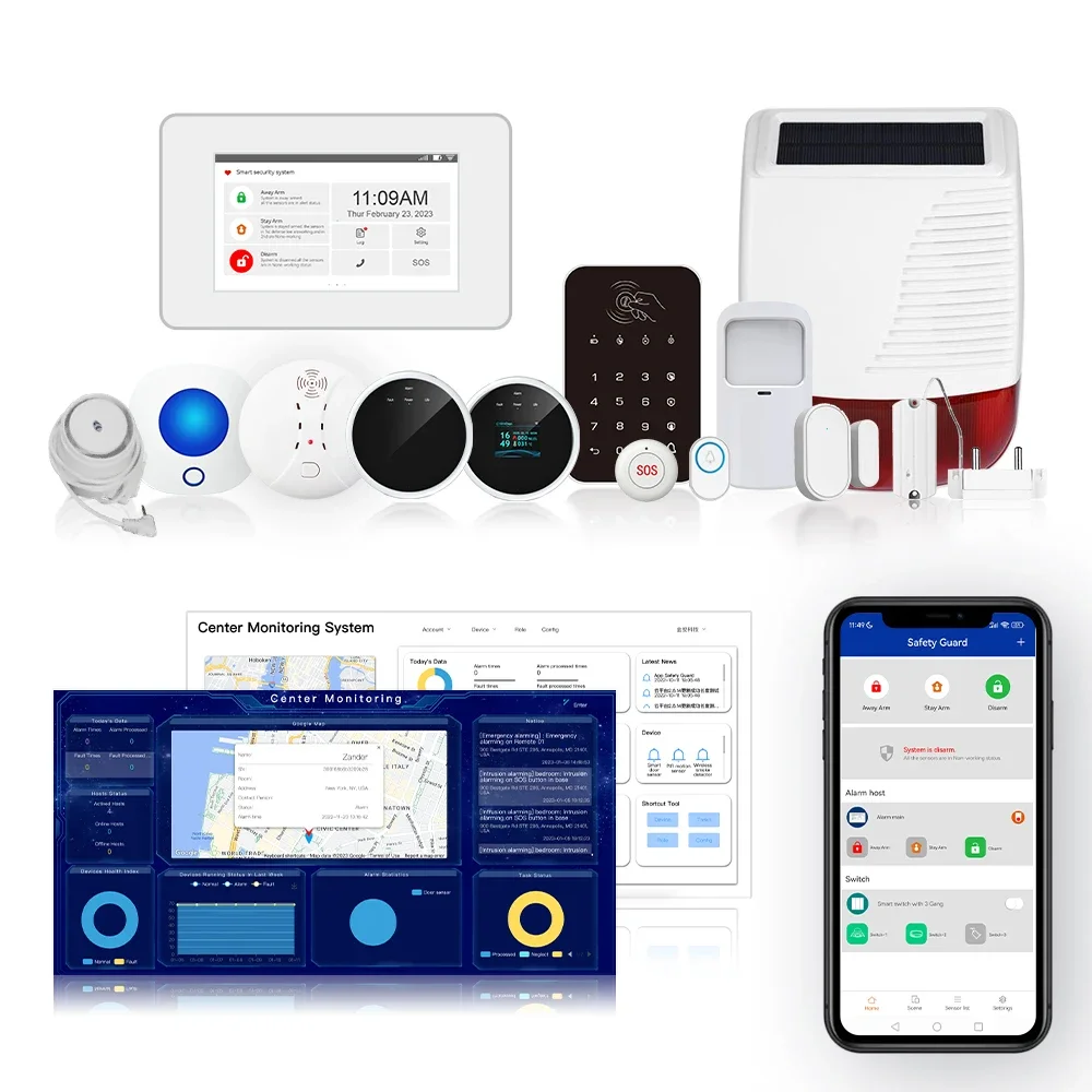 arrival GSM WIFI smart home kit S6 with dual network to control home light switch curtain and IP camera