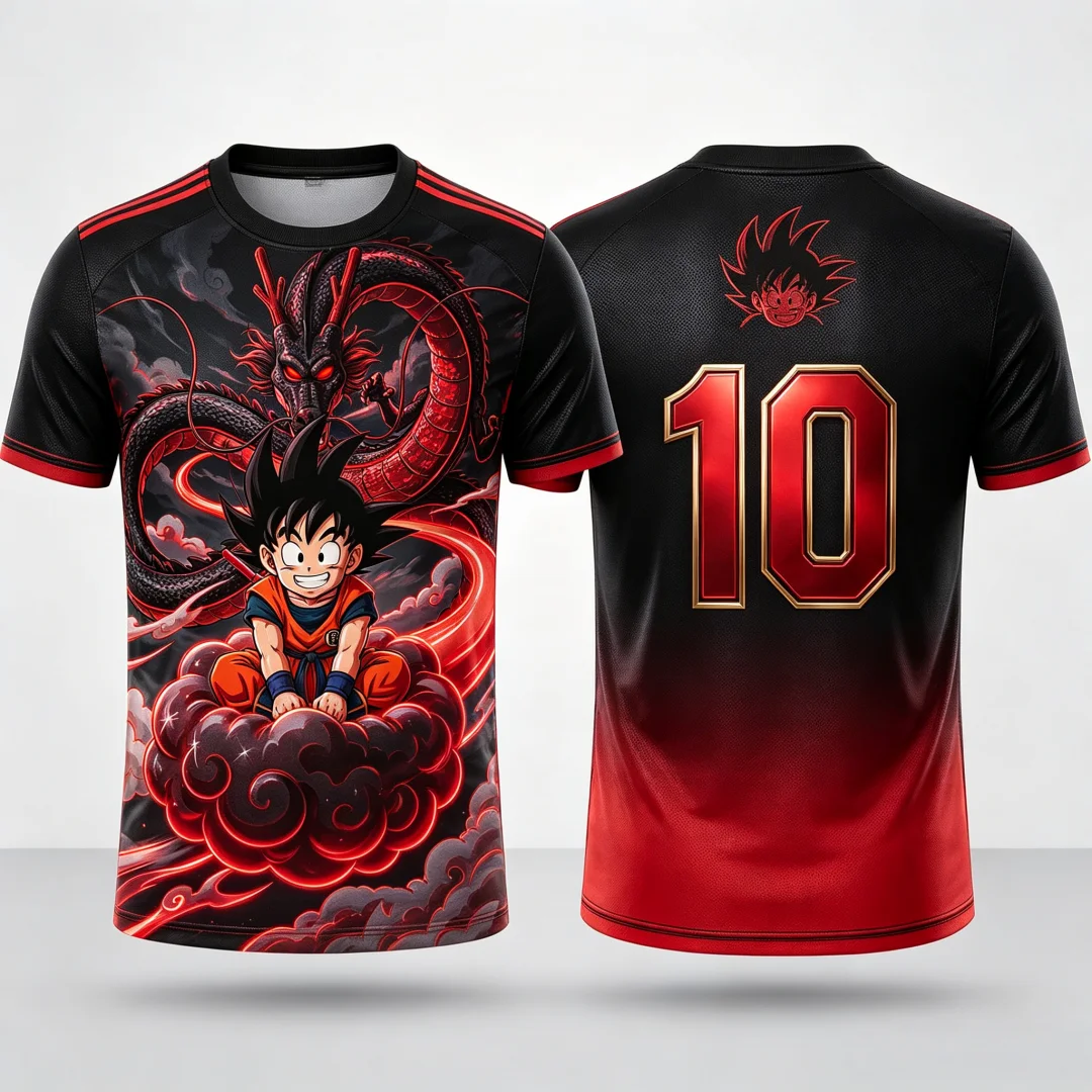 2026 Dragon Ball Kid Goku & Shenron # 7 Jersey T-Shirt 3D-Druck Anime Tee Atmungsaktive Sportbekleidung für Männer Frauen Fans Streetwear Top – Detail 14
