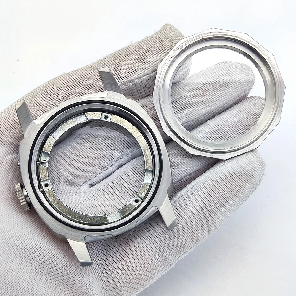 Caixa de 44mm st2555, aço inoxidável 316l, vidro de safira, à prova d'água, adequada para movimento st2555, caixa de relógio de luxo