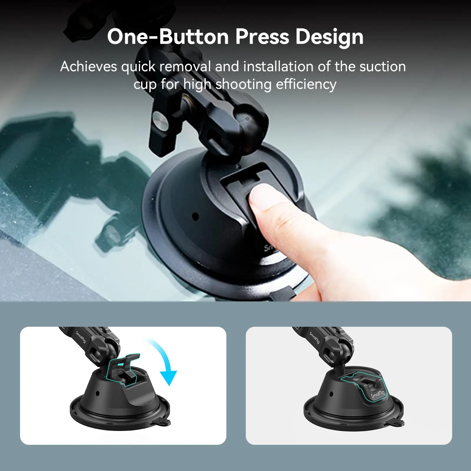 SmallRig Double-Layer Suction Cup Mount for Action Camera w Phone Holder for GoPro for DJI Osmo Dual Ball Head 360°Rotation 4275