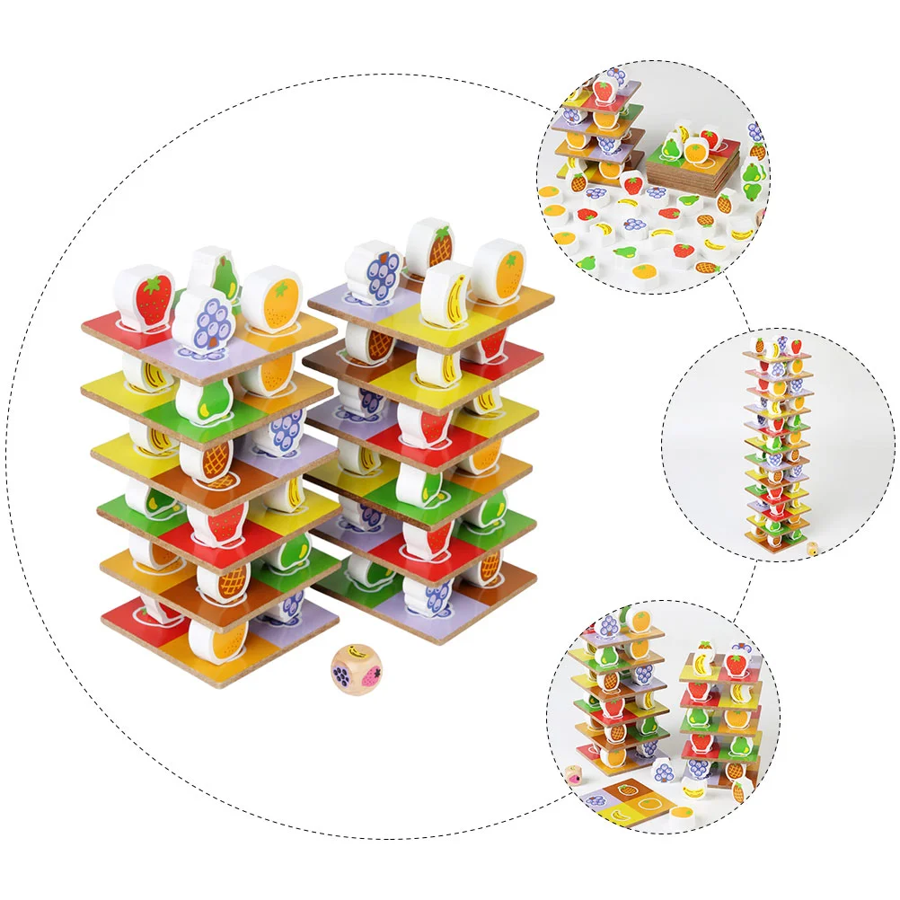 Giocattoli per pila di frutta Bambini impilabili Mattoni Desktop Blocco di legno bilanciato Cognizione per bambini Giochi educativi