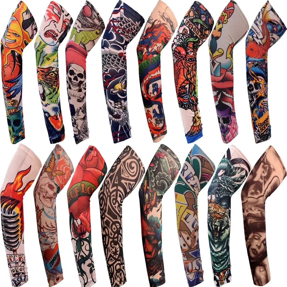 Outdoor Tattoo Sleeve, Flower Arm Tattoo, Cycling, Fishing, Sun Protection Sleeve, Men and Women\'s Cool Arm Protection