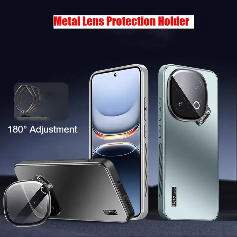 

Metal Camera Lens Holder Case for VIVO IQOO 13 12 11 Pro IQOO Neo 10Pro 9 s Pro Plus Neo 8 Shockproof Matte Stand Back Cover