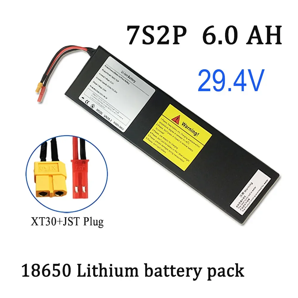 Akumulator litowo-jonowy 29,4 V 6000 mAh 7S2P 18650, odpowiedni do wymiany akumulatora skutera elektrycznego 29,4 V