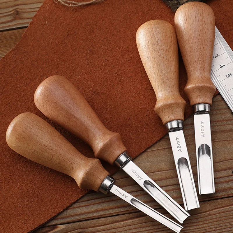 Practical Leather Craft Edge Beveler Skiving Beveling Handmade Cutting Tool Hand Trimming Cutting Wood Handles DIY Leathercraft
