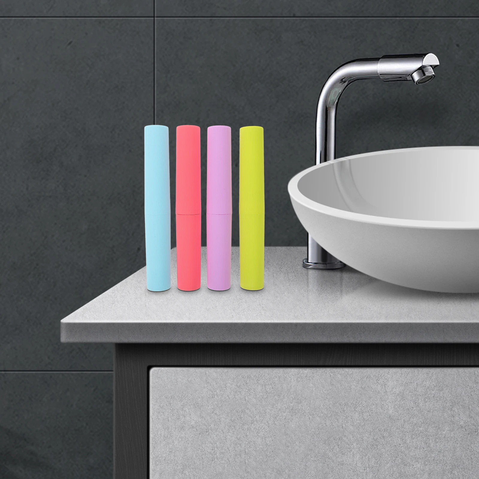 

4 Pcs Cases Portable Portable Toothbrush Box Containers for Travel Mini Lid Holders Foldable Durable Premium Material