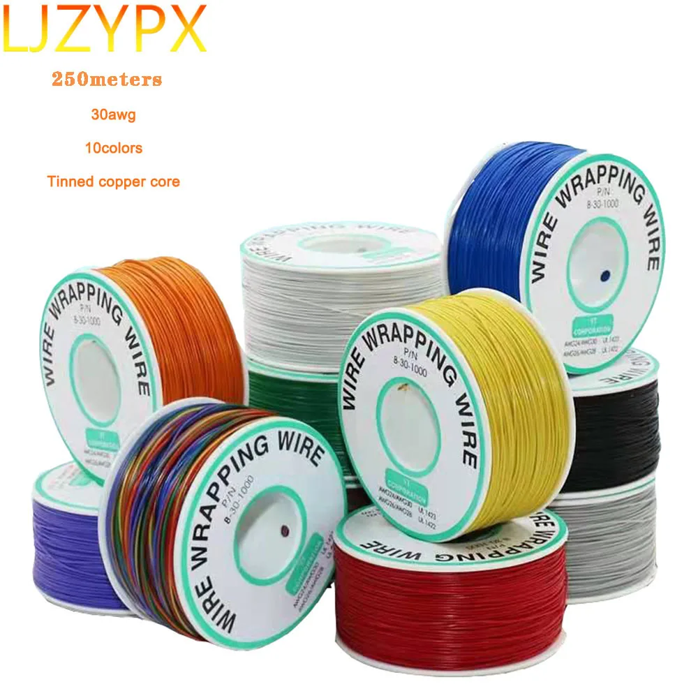 30awg Circuit Board Wrapping OK Wires PCB Jumper Aviation Welding Extension Line Tinned Copper 250m/Roll EL Electronic Cable DIY