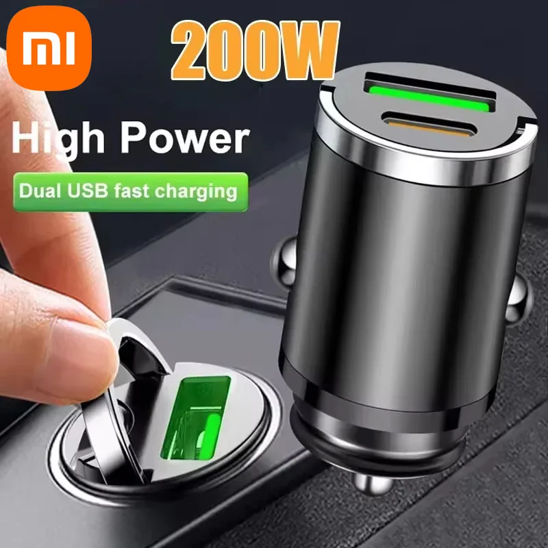 Xiaomi 200W Mini Car Charger Fast Charging QC3.0 PD USB Type C Car Mobile Phone Charger for IPhone Xiaomi Samsung Huawei