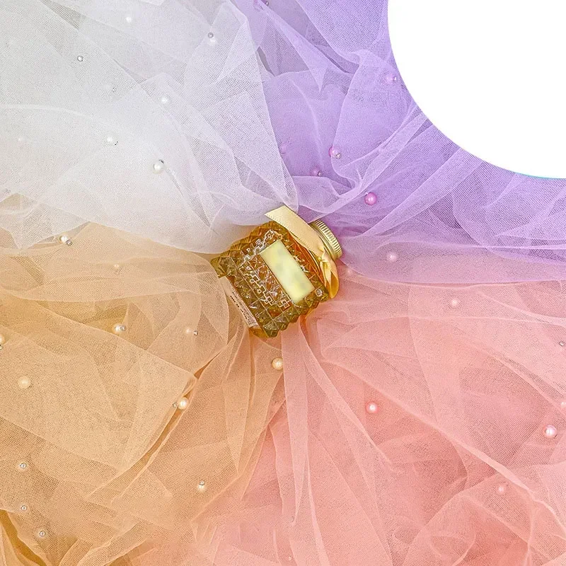 

Elegant Beaded Tulle Lace Fabric Ideal for Crafting Wedding Veils Bridal Accessories and Beautiful Table or Backdrop Decorations