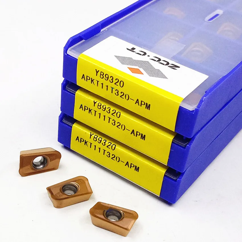 Pcs Box 10 Apkt11t308 Cnc Pastilhas de Metal Duro Zcc.ct Apkt11t312-apm Yb9320 Apkt11t316-apm Yb9320 Apkt11t320-apm Yb9320 Apkt11t304