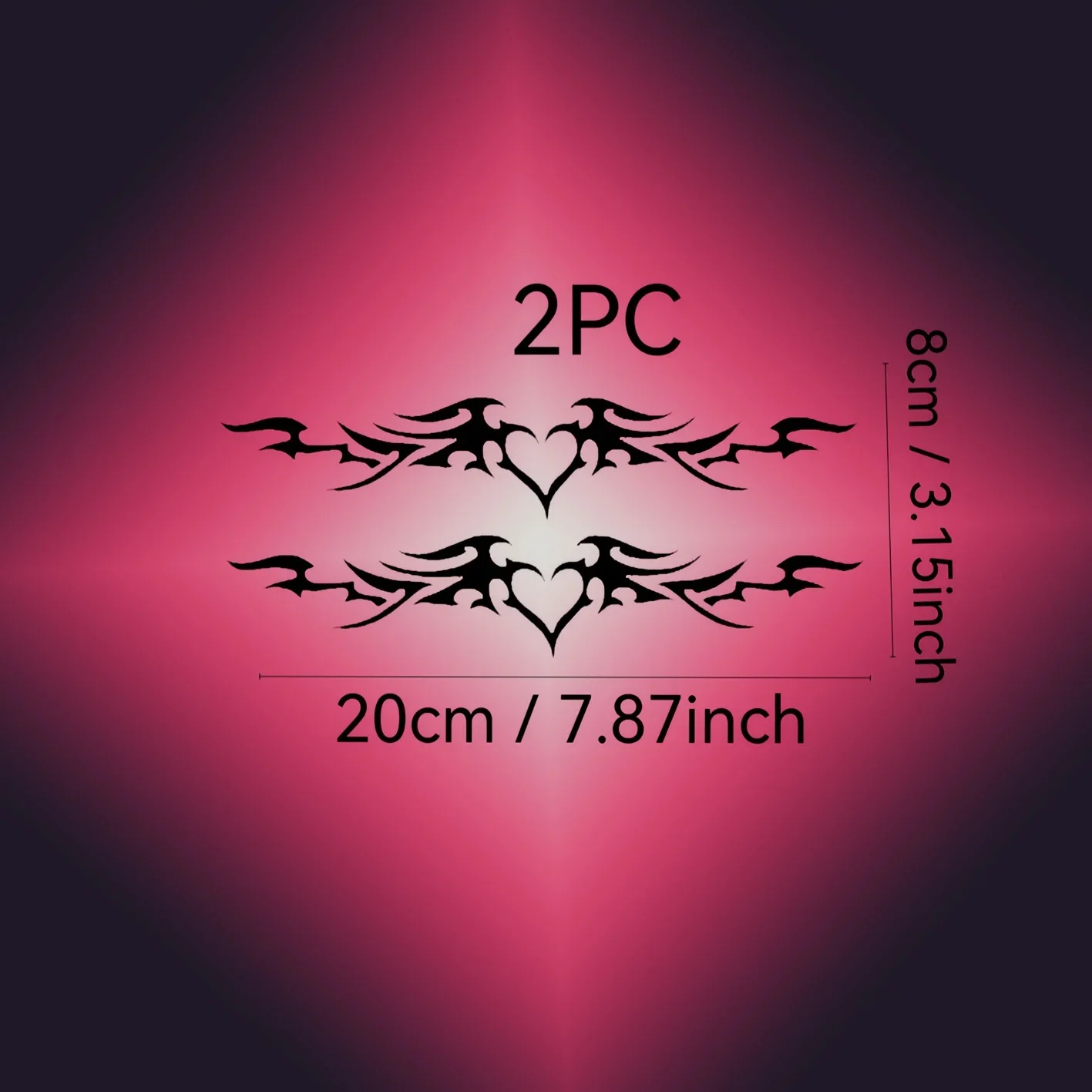 2Pcs Red Black Devil Heart Vinyl Sticker, Waterproof Anti-Scratch PVC Decal for Motorcycle Helmet, Universal Decor