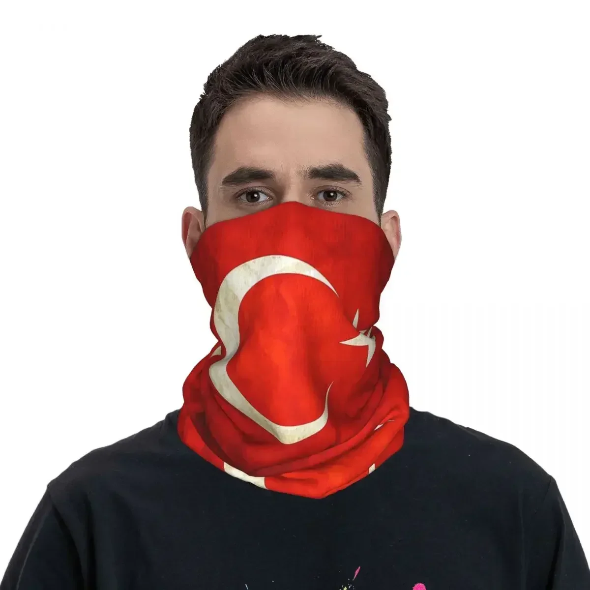 Máscara Balaclava Impressa Unisex para Adulto, Bandeira da República da Turquia, Bandana Lavável, Tampa do Pescoço, Lenço Quente, Balaclava, Ciclismo