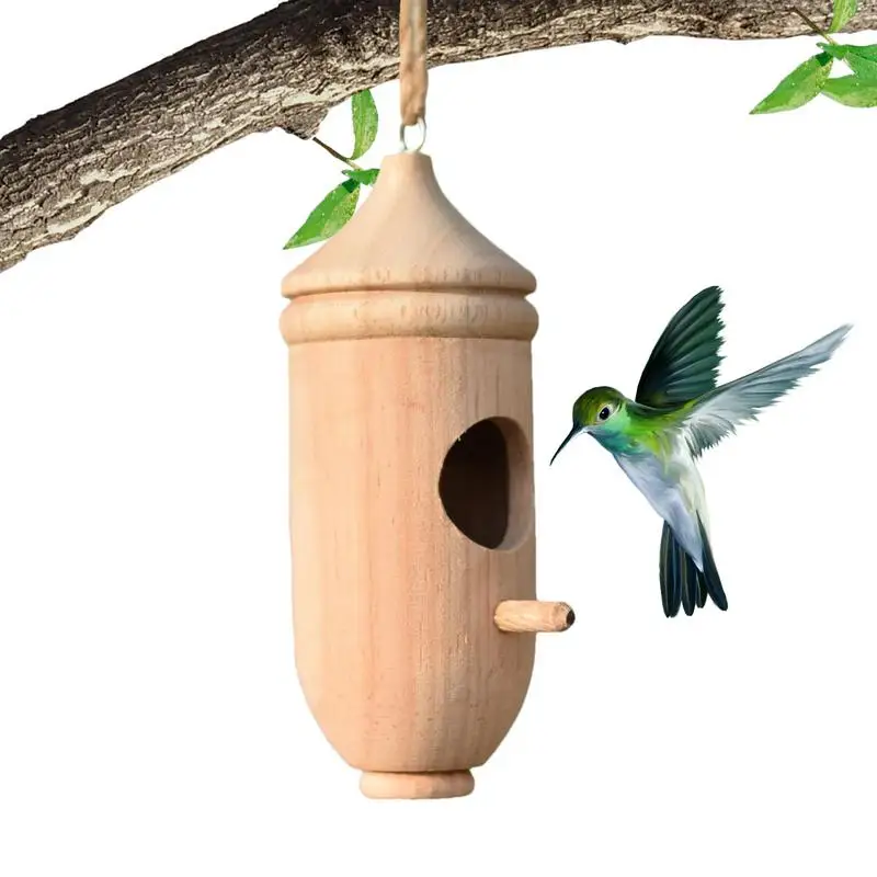 

Hummingbird Houses for Nesting Hummingbird House Bird Nest Outside Bird Houses with Rope Wooden Hummingbird Nest Hummingbird