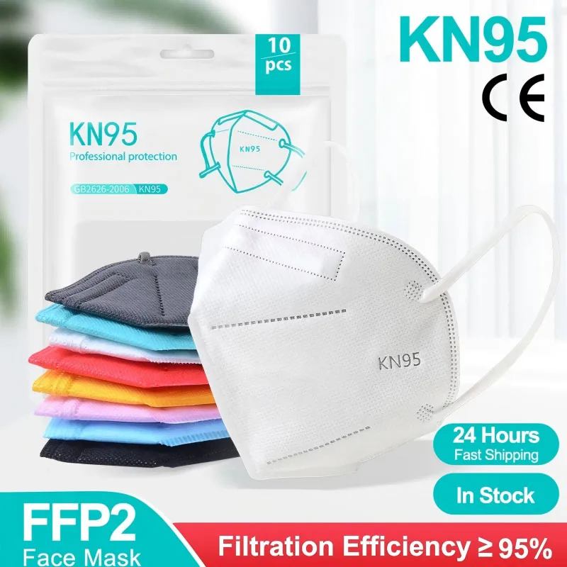 10-200Pcs FFP2 Masks KN95 Mascarillas KN95 Face Mask Filter 5Layers Mascarillas Quirurgicas Homologadas Reusable Black FFP2 Mask