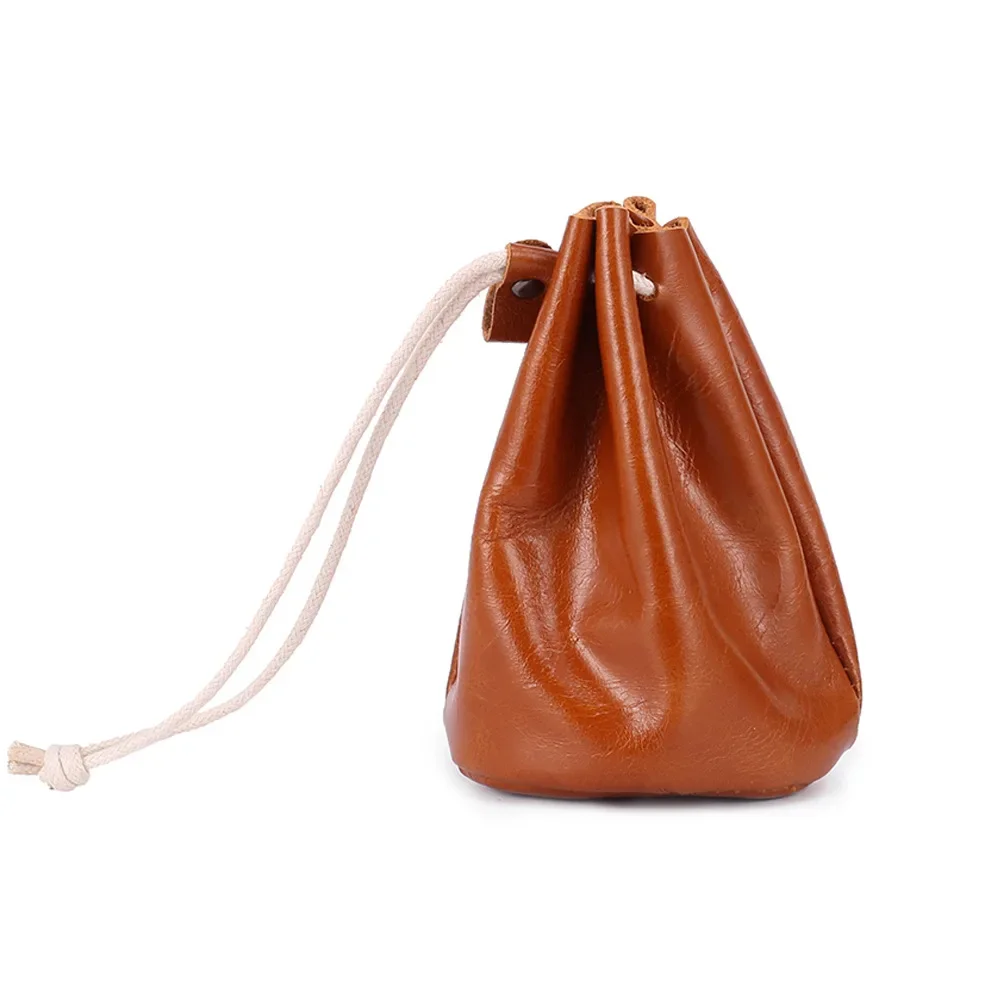 Vintage Oil Wax Coin Lipstick Earphone Storage Bag Women
