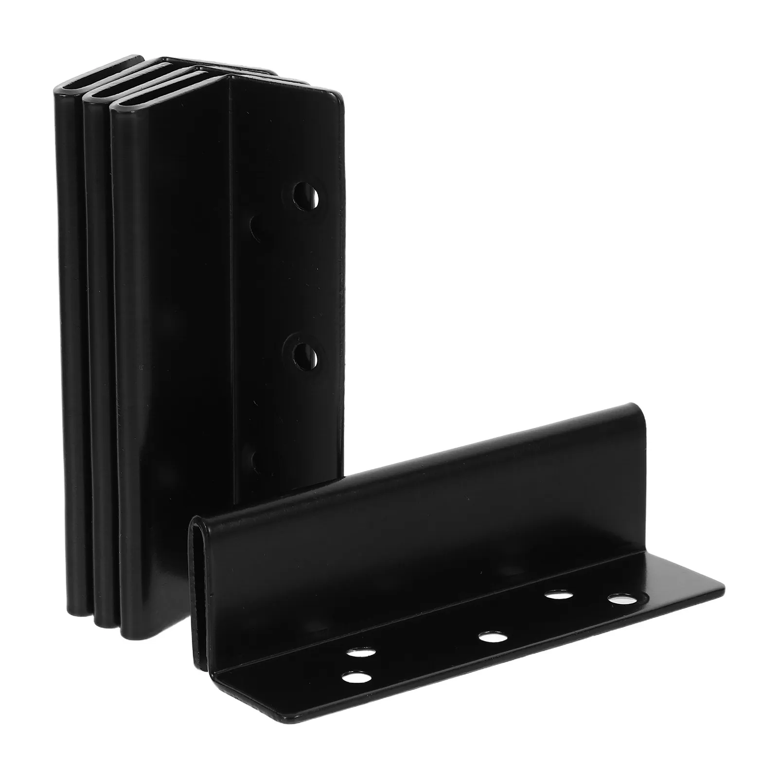 4Pcs Elegant Black Iron Bed Frame Rail Fasteners Bed Support Brackets for Headboard Footboard Post Repair Replacement Parts