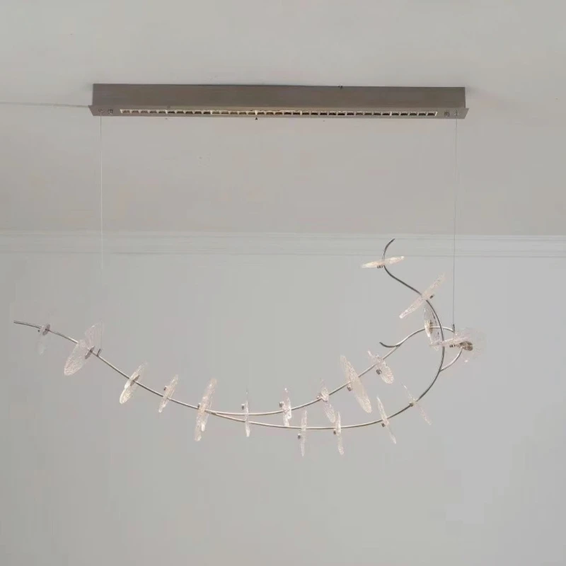 

Modern Stainless Steel Minimalist Design Ambient Light Postmodern Restaurant Countertop Bar Counter Dandelion Chandelier