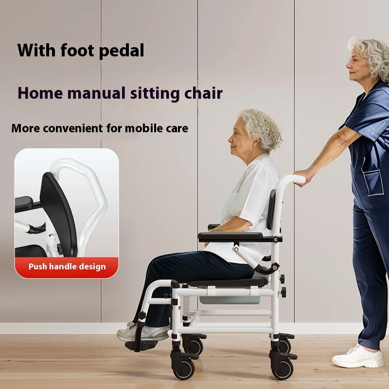 Household  Recovery Nursing with Wheels Mobilizable Designed for Handicap Disabled Person Safety Steadiness Bedside Commode