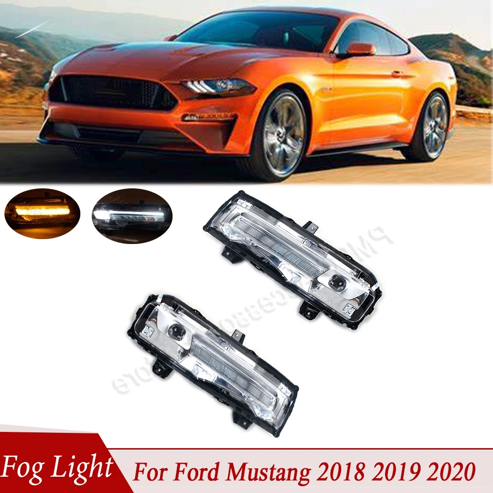 Front Bumper LED DRL Fog Lamp Accessorie DRL Daytime Running Light Driving Signal Lamp For Ford Mustang 2018-2020 US Version