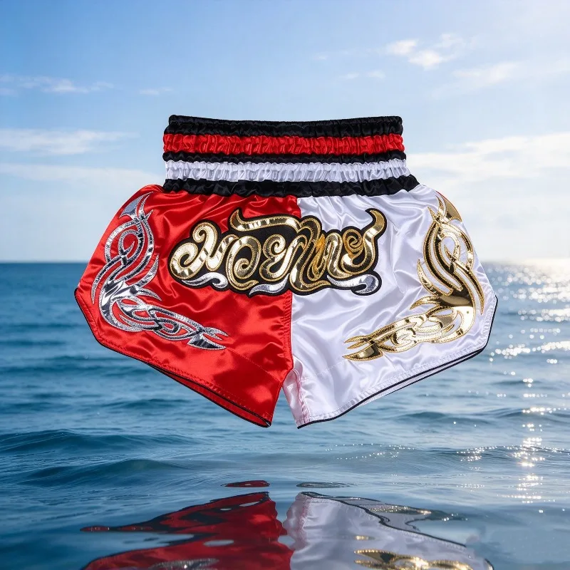 Men Kid MMA Boxing Shorts Prined Thai Fight Sanda Pants Combat Training Pants Sports High Waist Fitness Shorts